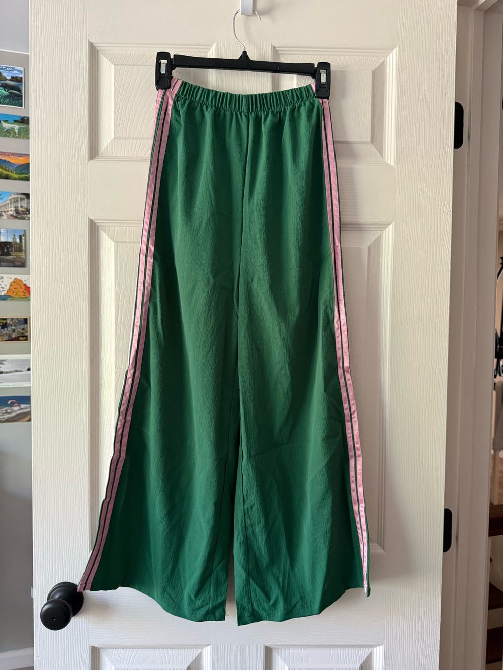 NWT Kids Green Athletic Style Pants with Pink Side Stripes